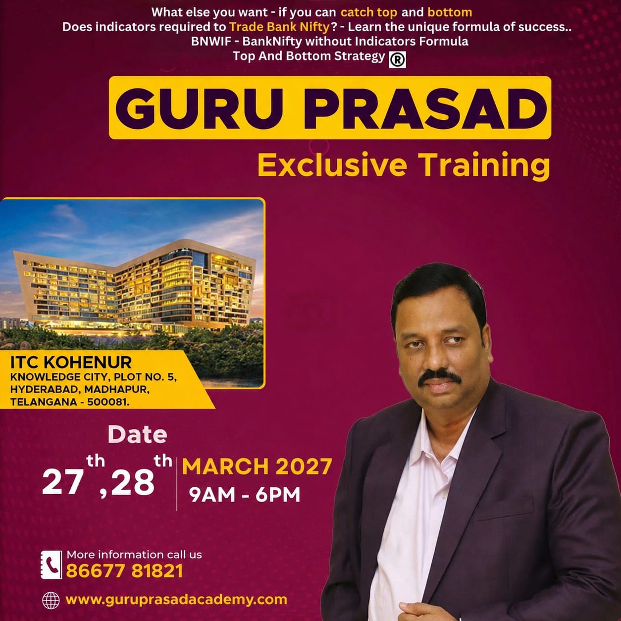 Event 36 Exclusive Training poster for 27 and 28 March 2027